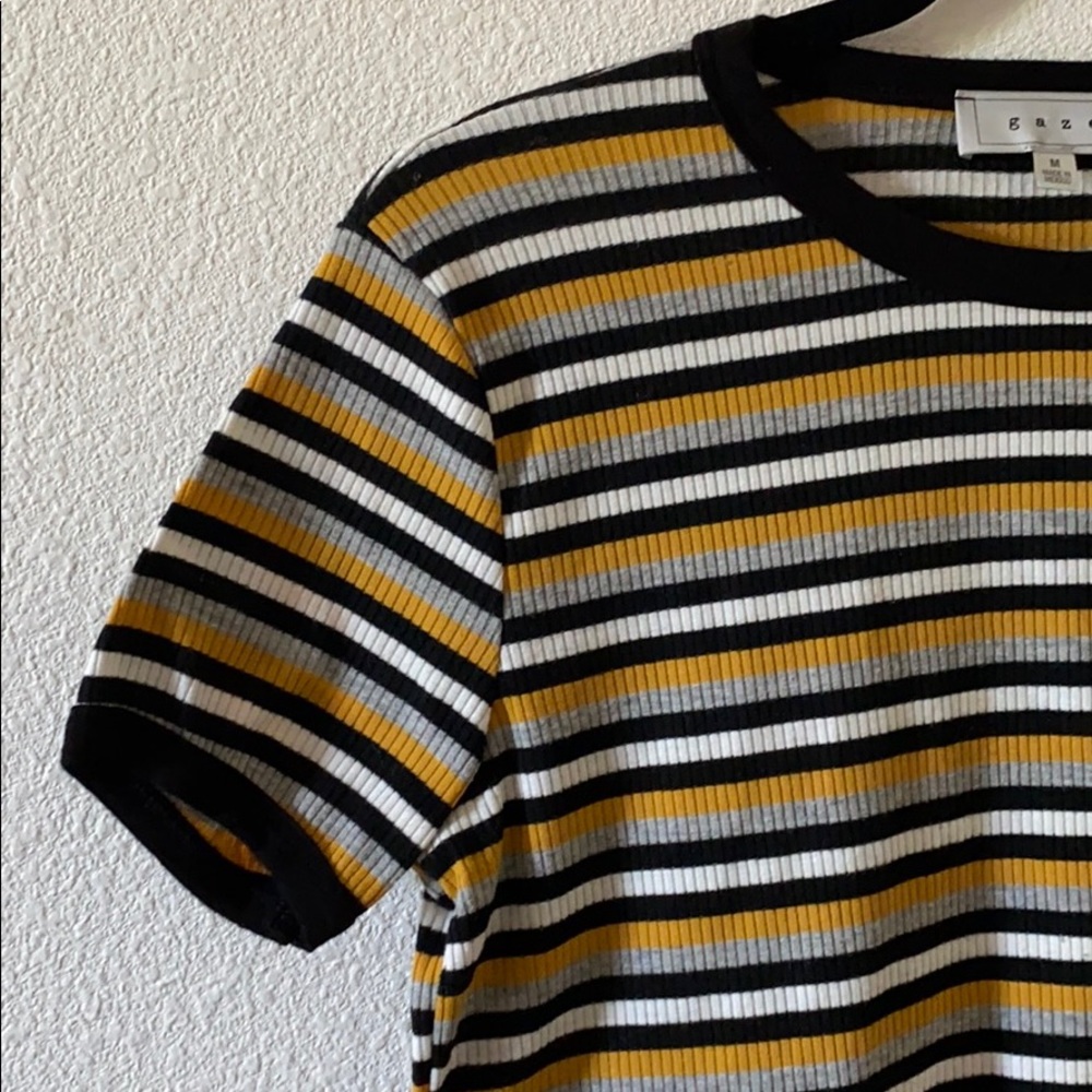 Ribbed Fitted Striped Top - Picture 2 of 2